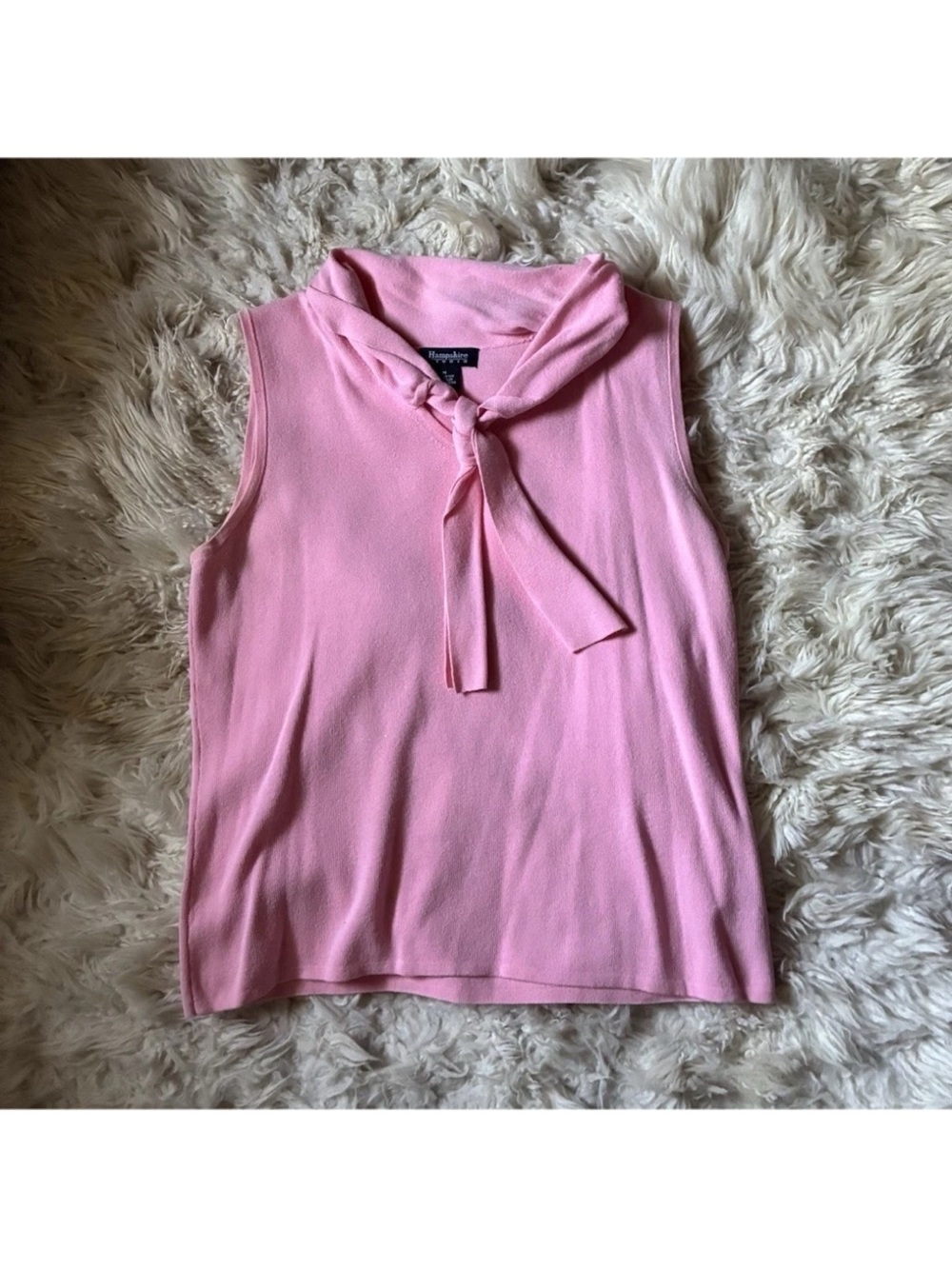 Hampshire Studio Women’s Pink Solid Knit Tie-Neck Sleeveless Top M